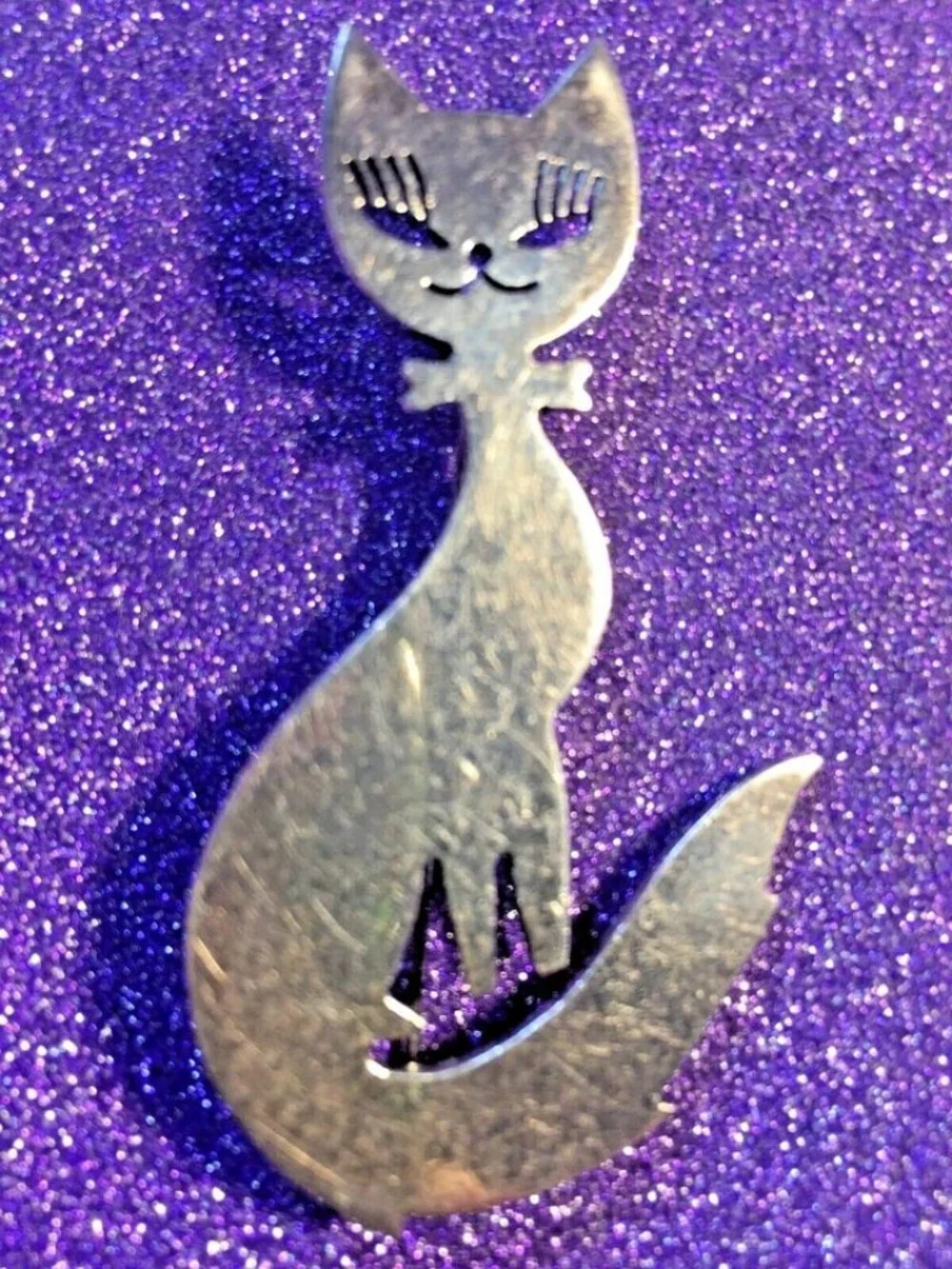 Cat Sitting Vintage Brooch Pin 925 Sterling Silver TAXCO Mexico 2.25